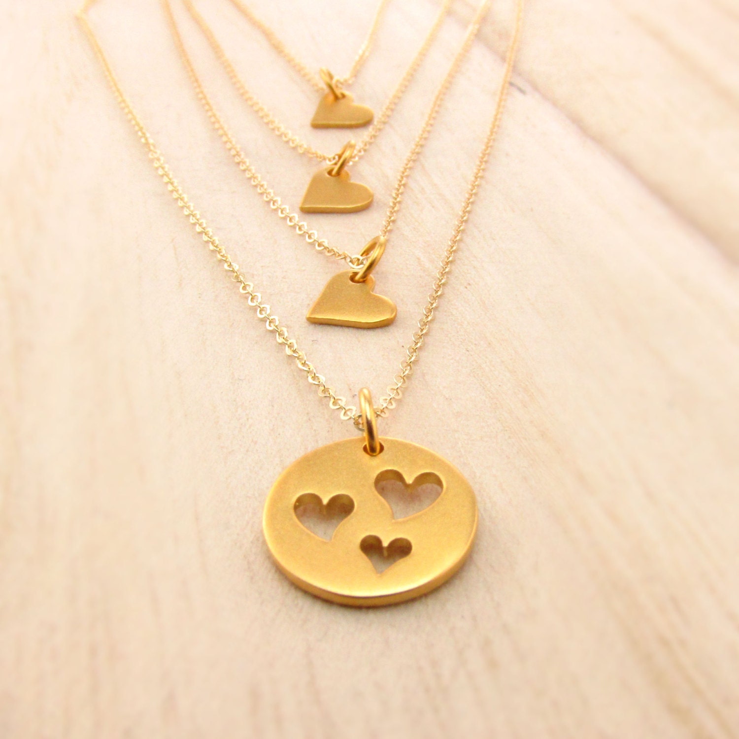 Mother Daughter Necklace Gold Mother of Three Set by TNineDesign