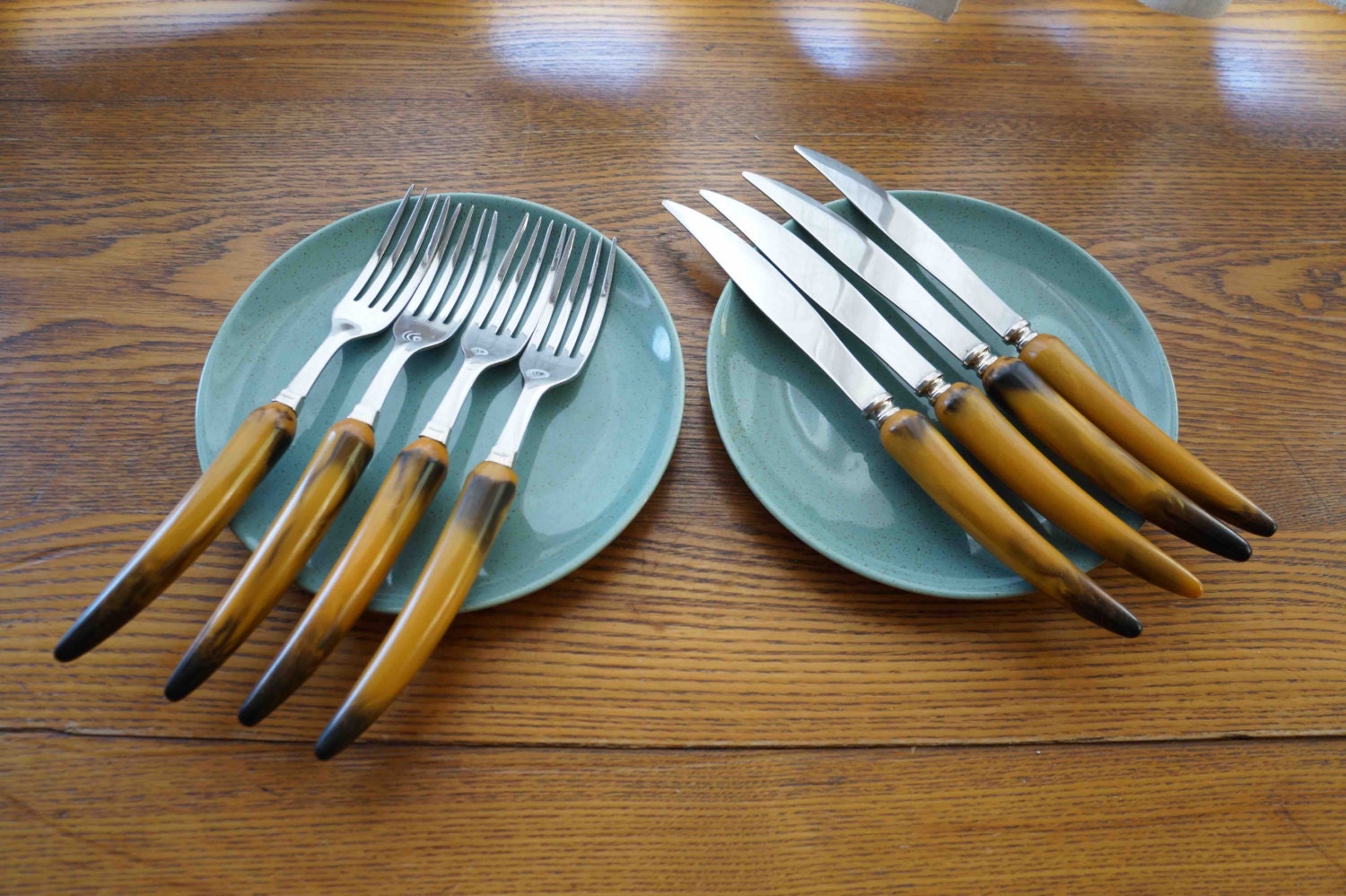 Handsome Set of Cutlery by Sheffield — Cool Utensils with Faux Horn