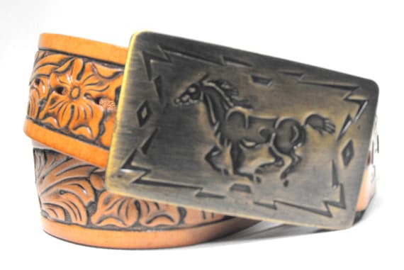 Vintage Belt Hand Tooled Wrangler Belt Western Belt