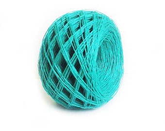 Linen yarn, linen thread, natural linen, natural 3ply yarn, green color