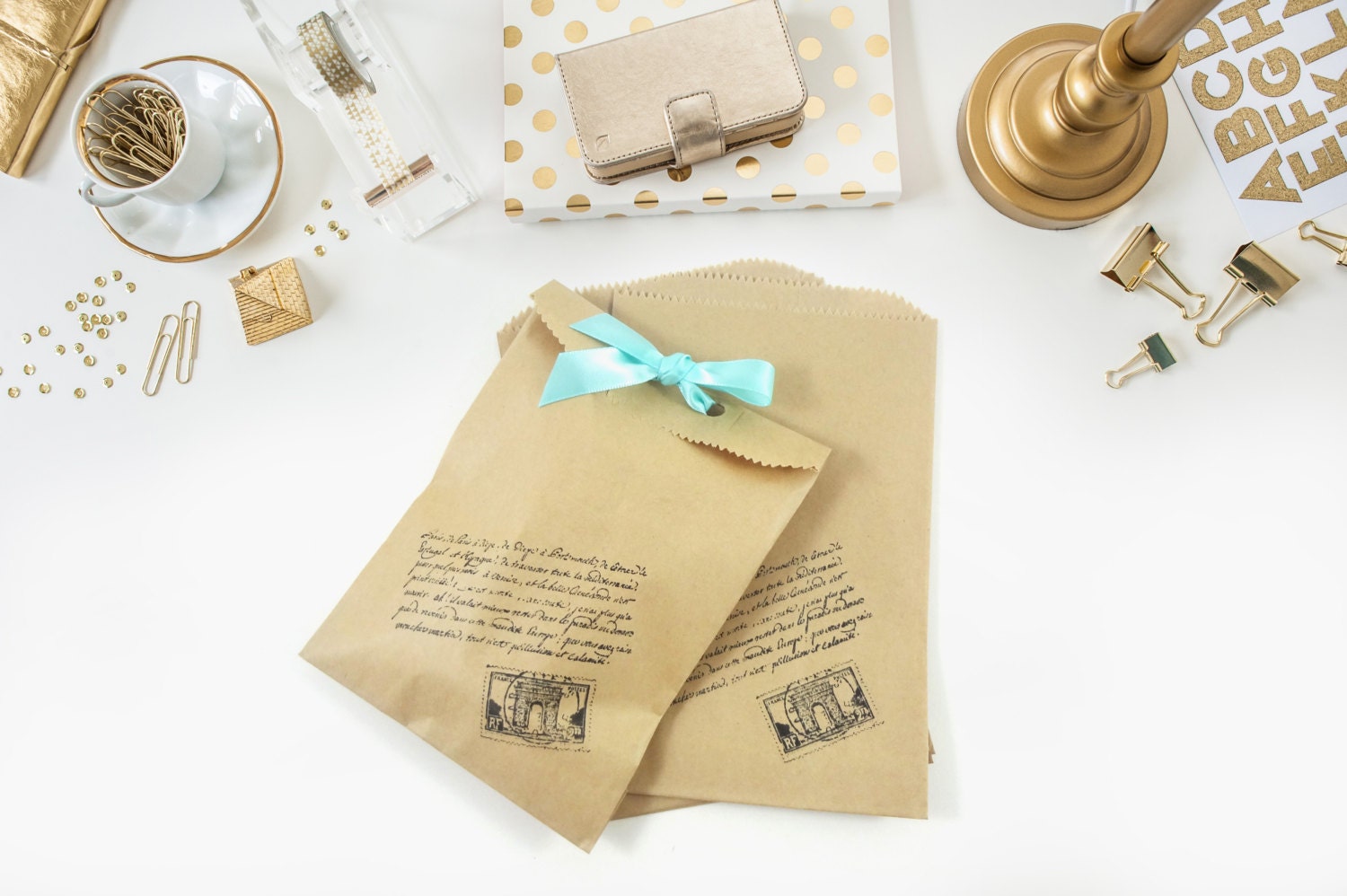 Travel Themed Favor Bags Hand Stamped Merchandise Bags