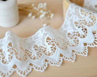 off white cotton lace trim , crochet cotton lace