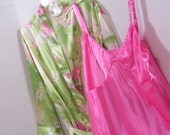 Satin Peignoir Set Robe and Chemise Nightgown By Cabernet