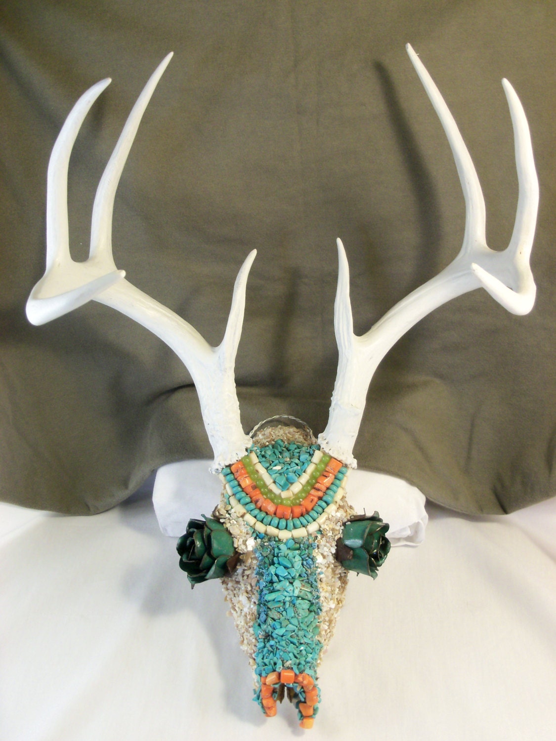 Deer Skull Decorated for Wall Hanging or Shelf Decor Called