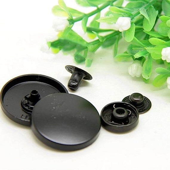 6 Pcs 0.590.98 Inches Matte Black Flat Snap Fastener Metal