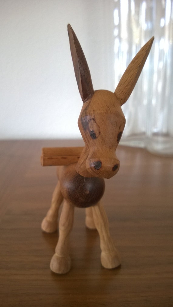Whimsical Wood Donkey Figurine