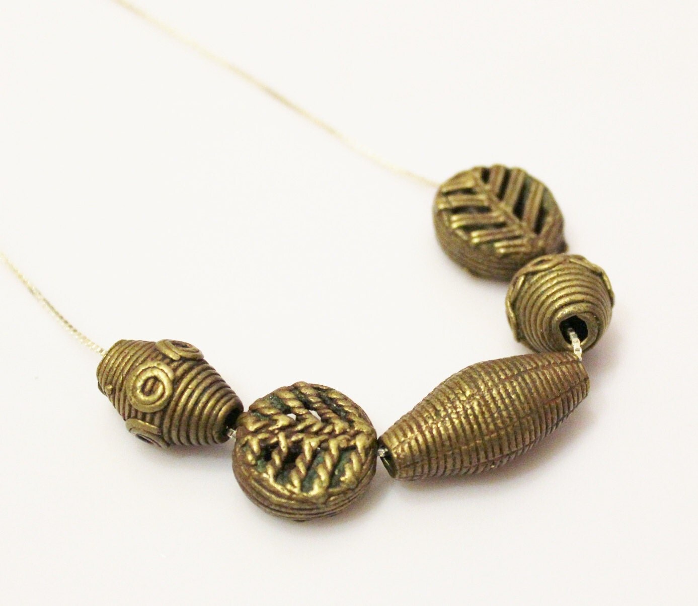 African Brass Bead Necklace Tribal Necklace by DesignzByRuth