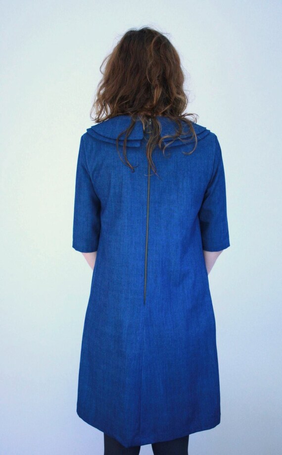 Denim Dress Blue Denim Dress Double Collar Dress by OffOn