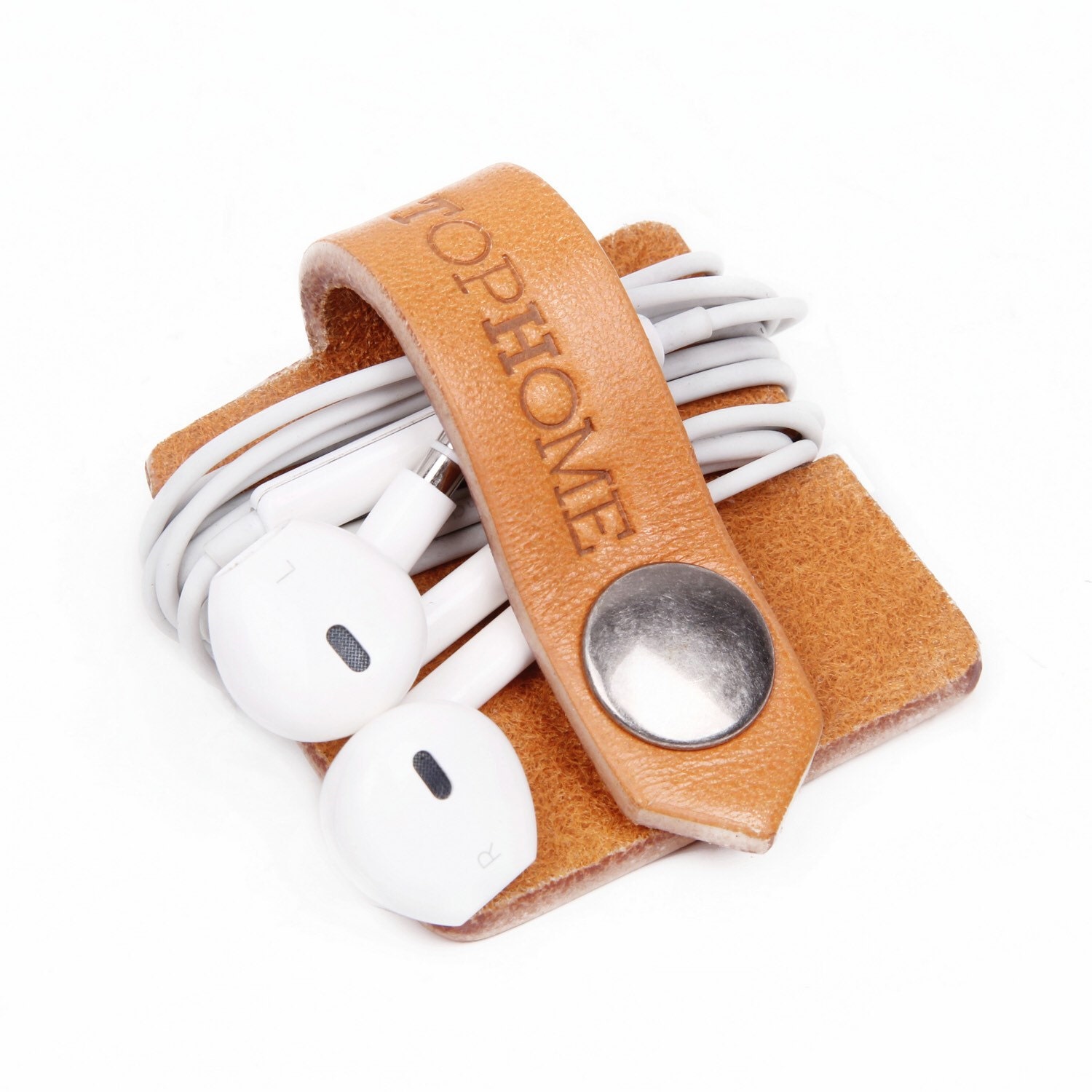 Earphone Organizer Cord Organizer Leather Cable Holder by TopHome