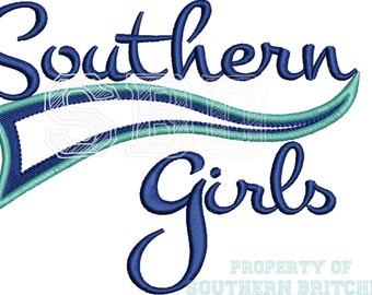 Southern Girls Swoosh APPLIQUE Machine EmbroiderySwoosh Fishtail Applique design, Southern Girls Monogram Font, Sporty Swoosh Download