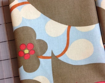 Amy Butler Lotus Morning Glory- FAT QUARTER in Linen AB14- Grey, Orange, Blue