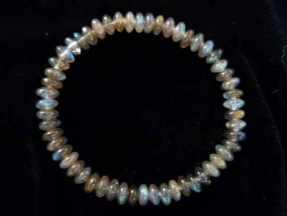 Labradorite Stretch Bracelet Natural Smooth Rondelle Bead