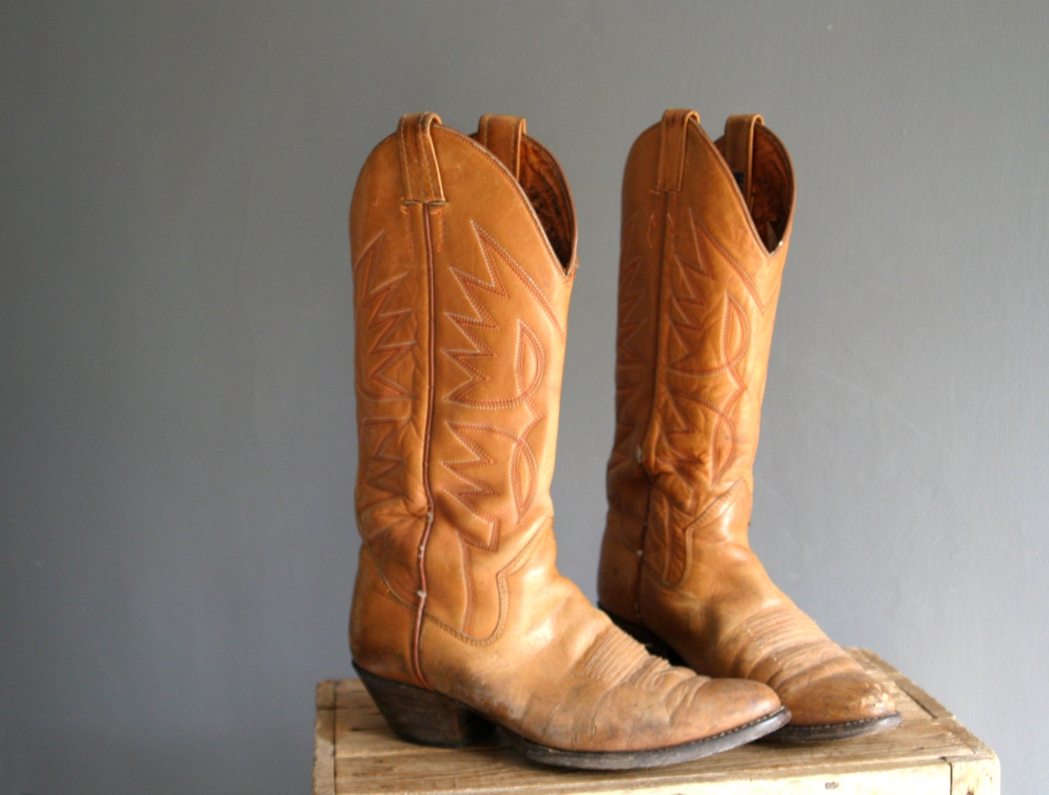 Mens 70s Sanders Mexican Leather Cowboy Boots 9E /42.5 / 8.5