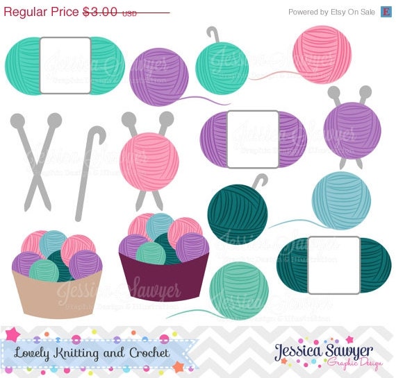 50% OFF- INSTANT DOWNLOAD, crochet and knitting clipart for commercial or personal use, logos, scrapbooking, and crafts Il_570xn