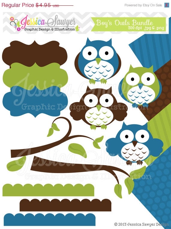 80% OFF - INSTANT DOWNLOAD, owl clipart, owl digital paper, baby boy invites, for commercial use, scrapbooking, announcements Il_570xn