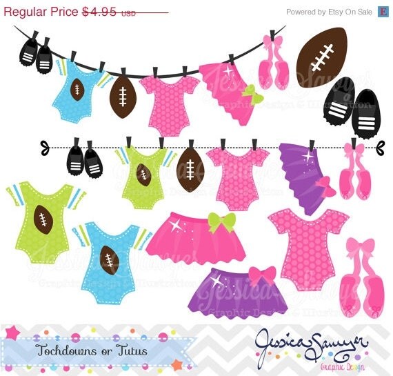 80% OFF - INSTANT DOWNLOAD, touchdowns or tutus clipart, gender reveal clip art, for commercial use, personal use Il_570xn