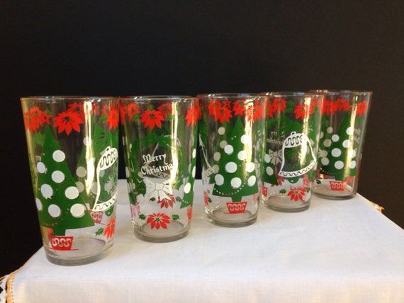 tumblers holiday Wreaths Trees Hazel Atlas and Christmas Tumblers Holiday
