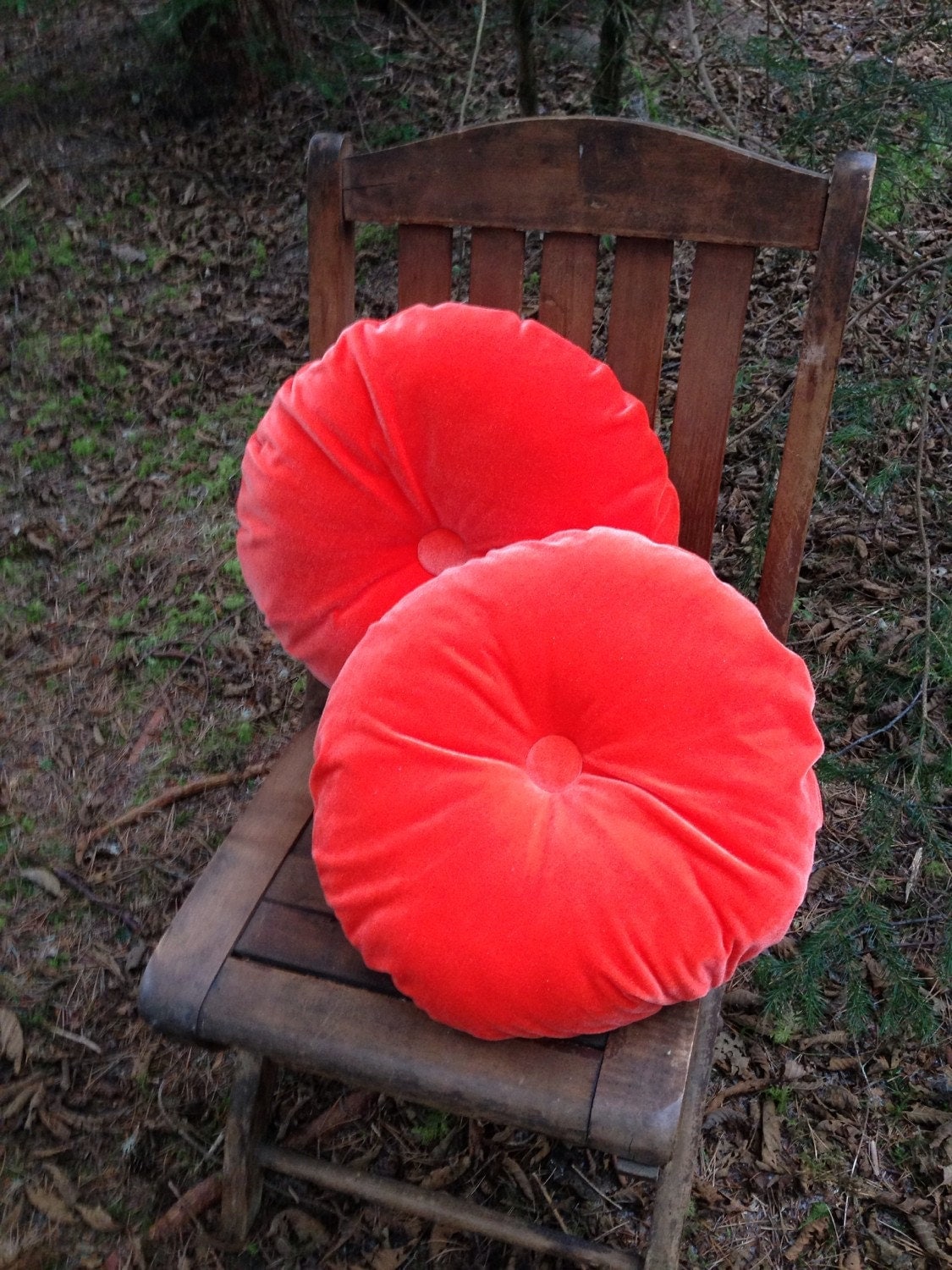 Tangerine Orange Velvet Round Pillow Set Round Velvet Cushion