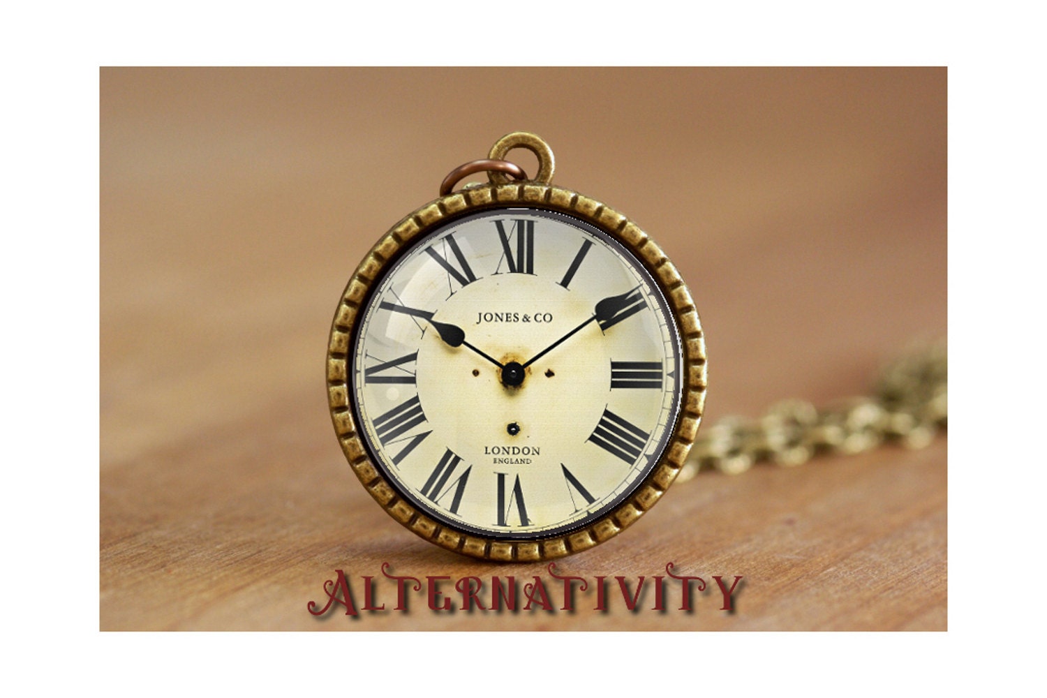 Vintage Clock Pendant antique clock necklace by Alternativity