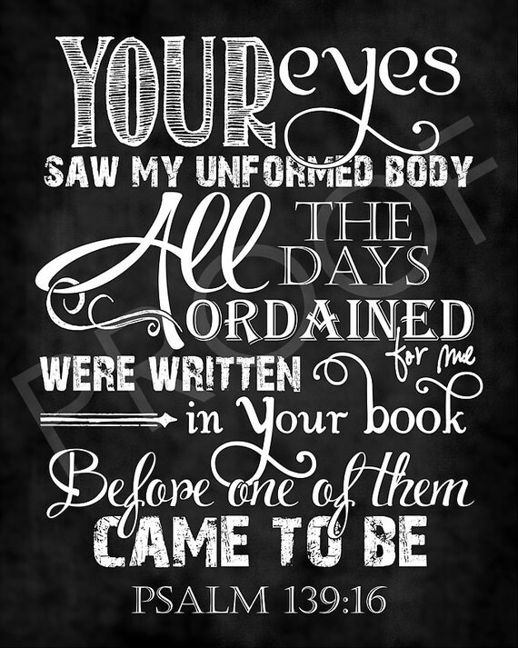 Scripture Art Psalm 139:16 Chalkboard Style