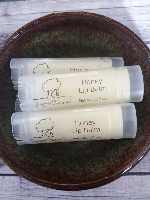 Honey Lip Balm All Natural made with local by TreefortNaturals