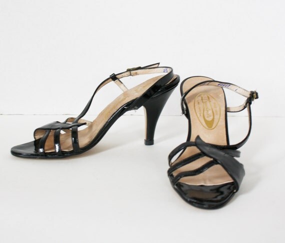 Vintage Black Patent Leather Valley Shoes Sandals Crawford's High ...