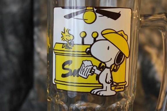 snoopy beer glass