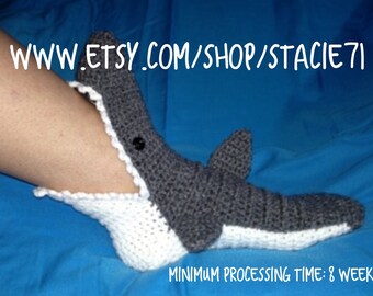 PATTERN for crocheted Shark Socks Baby Child and Adult by stacie71