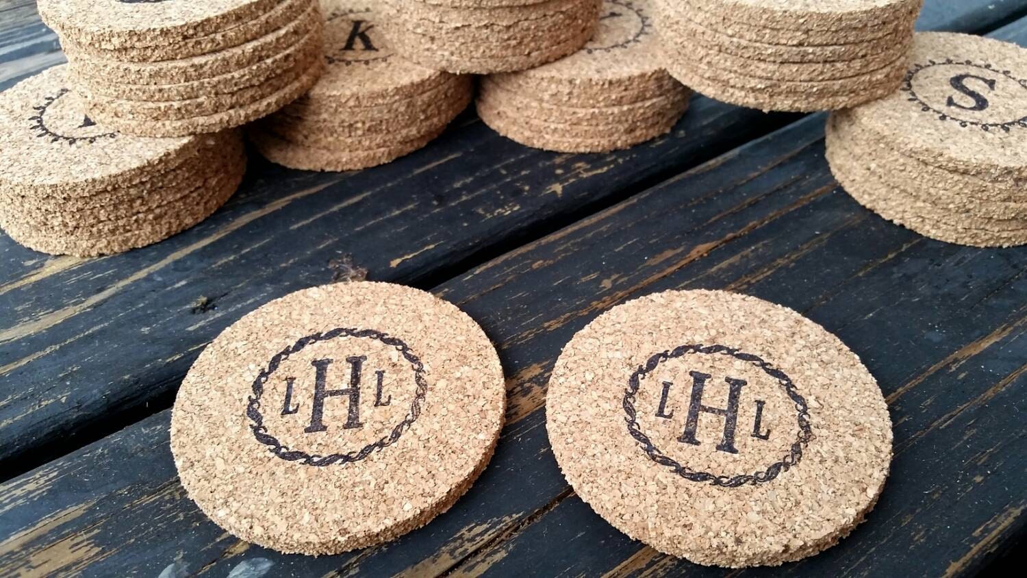 Bulk Cork Coasters Personalized Bulk Cork Coaster by DyJoDesigns