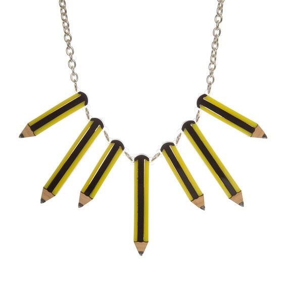 Pencils necklace laser cut acrylic by sugarandvicedesigns on Etsy