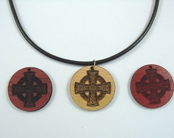 Necklace Celtic Knot Cross 1 1/4 Dia with Leather chain 14"