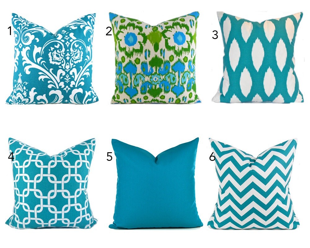 Turquoise Pillow Covers ANY SIZE Decorative Pillow Cover