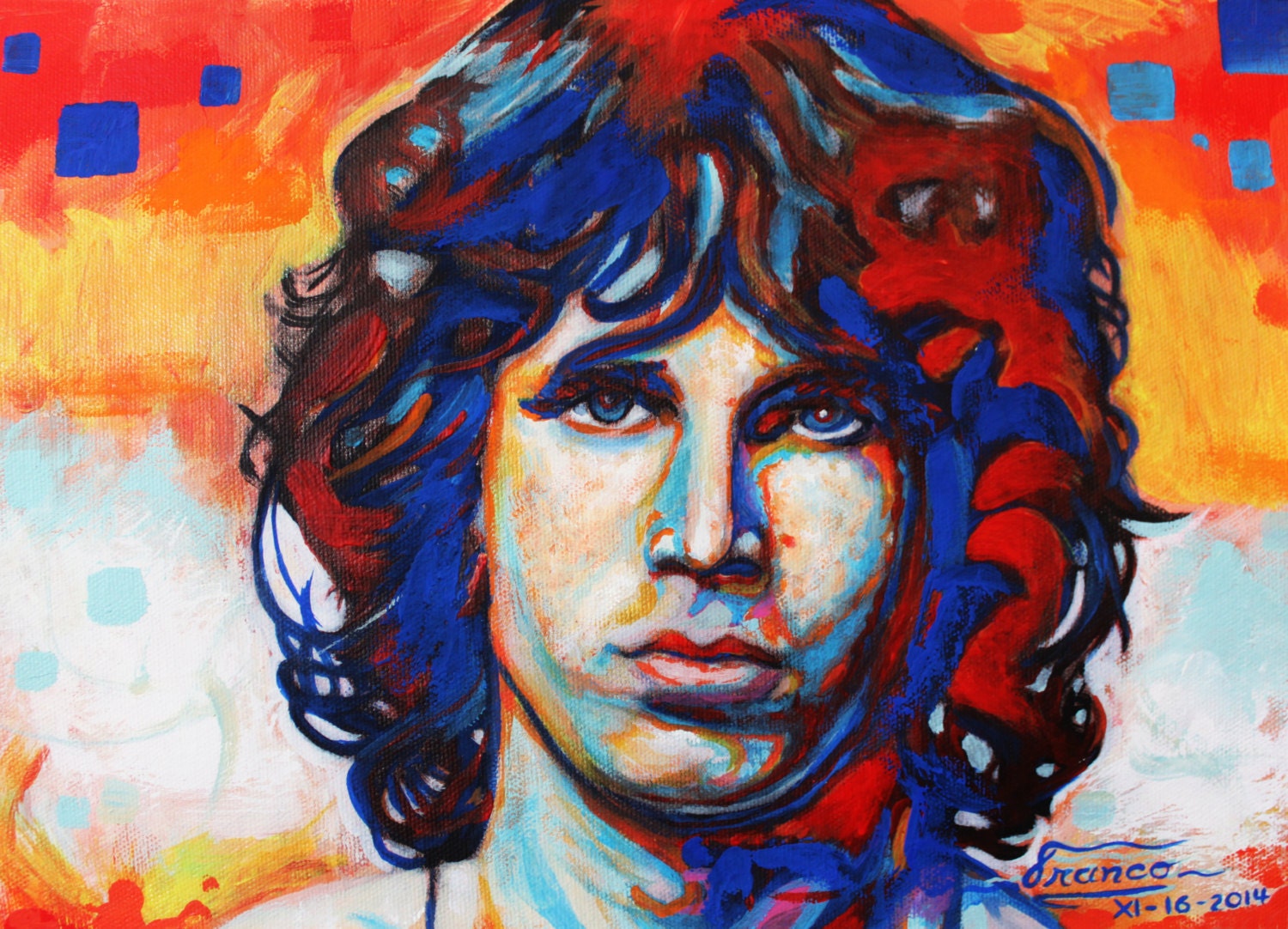 Jim Morrison Pop Art Acrylic Original painting by AlexFrancoArt