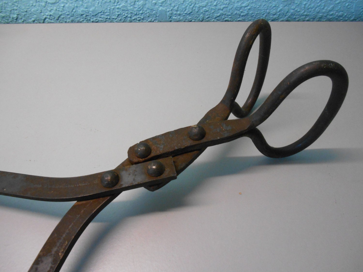 Antique vintage large iron ice tongs Primitive metal