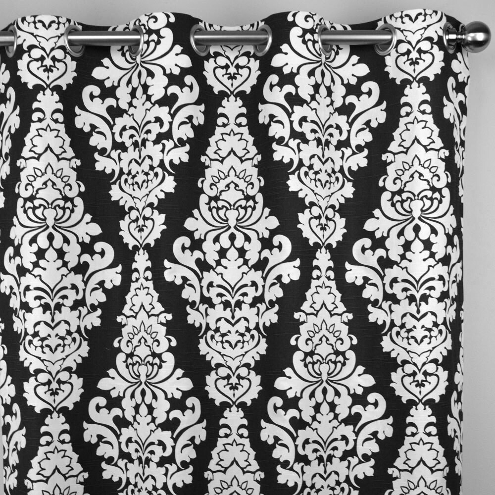Black White Berlin Large Scale Damask Curtains Grommet 84