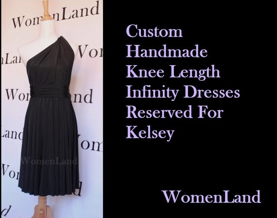 WomenLand : Reserved For Kelsey ~ Black Knee Length Infinity Wrapping Multi Wrap Convertible Little Black Short Dress Party Bridesmaid Dress