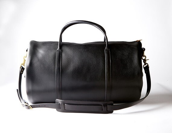 Black Leather Weekender Bag GORGEOUS Handmade in America by