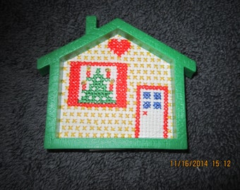 Holiday House Cross Stitch Christmas Tree Ornament