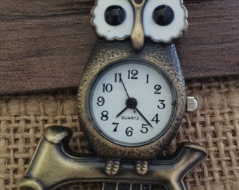1pcs 53mmx35mm Bronze Owl pocket watch charms pendant PW041
