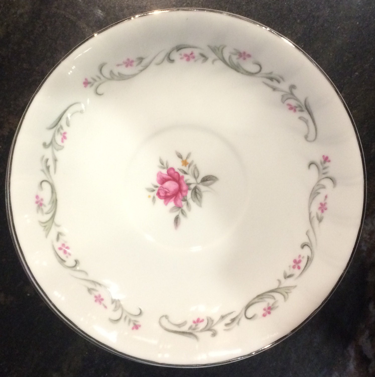 Royal Swirl Fine China Japan Pink Rose Set of 4 SAUCERs