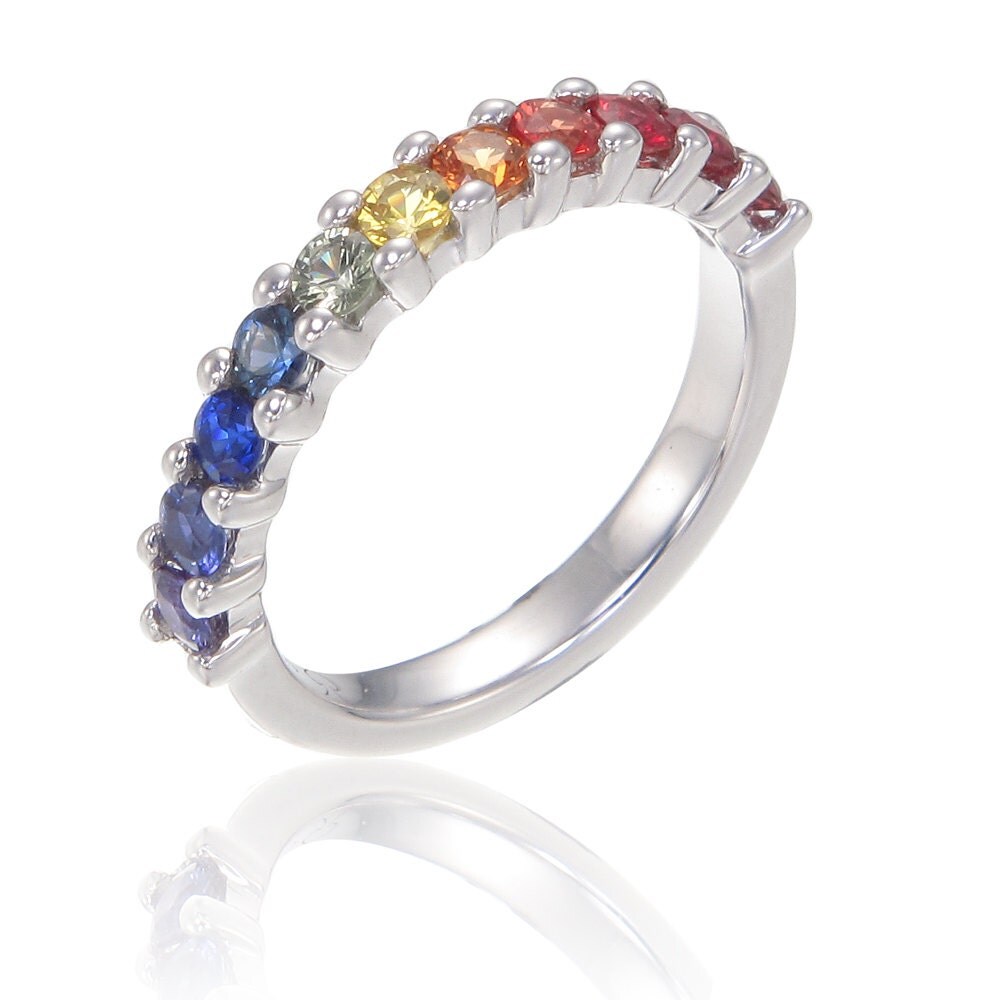  Lesbian  Engagement  Ring  Wedding  Band 14K White  Gold  by Equalli