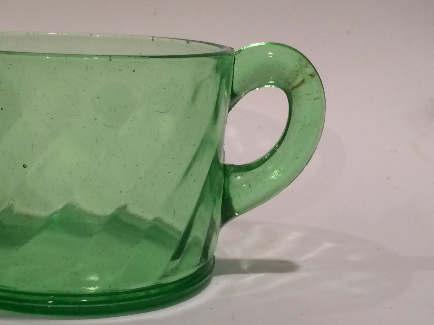 Vintage Green Vaseline Glass Sugar Bowl and Creamer Set Haute Juice