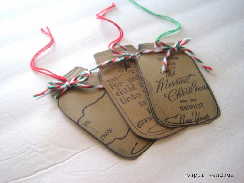 Christmas Tags, Mason Jar Christmas Tags, Antiqued Christmas Tags, Christmas Decorations, Christmas Gift Tags, Handmade Christmas Tags