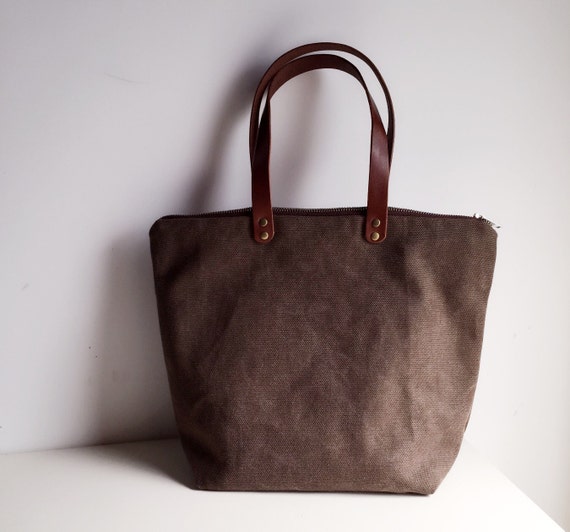 Sale Small Unisex Waxed Canvas Tote Handmade women tote