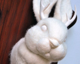 Jackalope - Faux Taxidermy Wall Mount - Needle Felted Home Decor