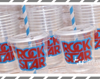Rockstar themed Birthday Party, Set of 8 or 12 You Choose Party Cups, Favor Cups or Reusable Souvenir Cup