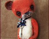 By Alla Bears Fox original artist OOAK Vintage Antique animal pet collectible handmade toy baby stuffed boy girl art doll button silk