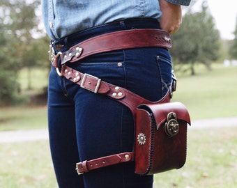 Steampunk Hip Holster Bag Leather Adjustable