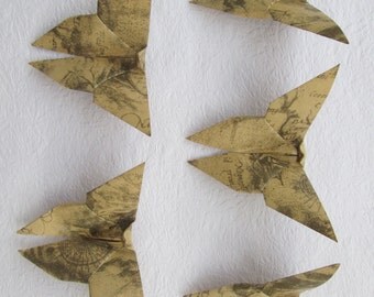100 Paper Origami Butterflies, 5 x 5 inches (12.5 x 12.5 cm), Vintage Design, Grey Color , only for 14.00 USD