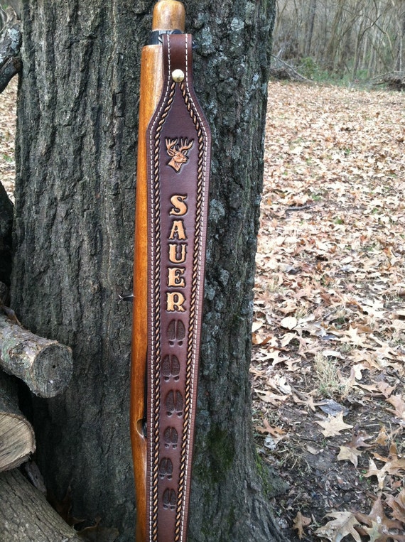 Custom personalized made leather gun rifle shotgun sling with
